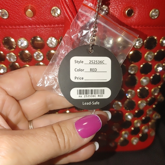 NX Red Studded Top-Handle Satchel – NWT - Picture 9 of 9